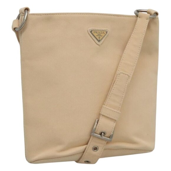 PRADA Shoulder Bag Canvas Beige Auth - Picture 1 of 16